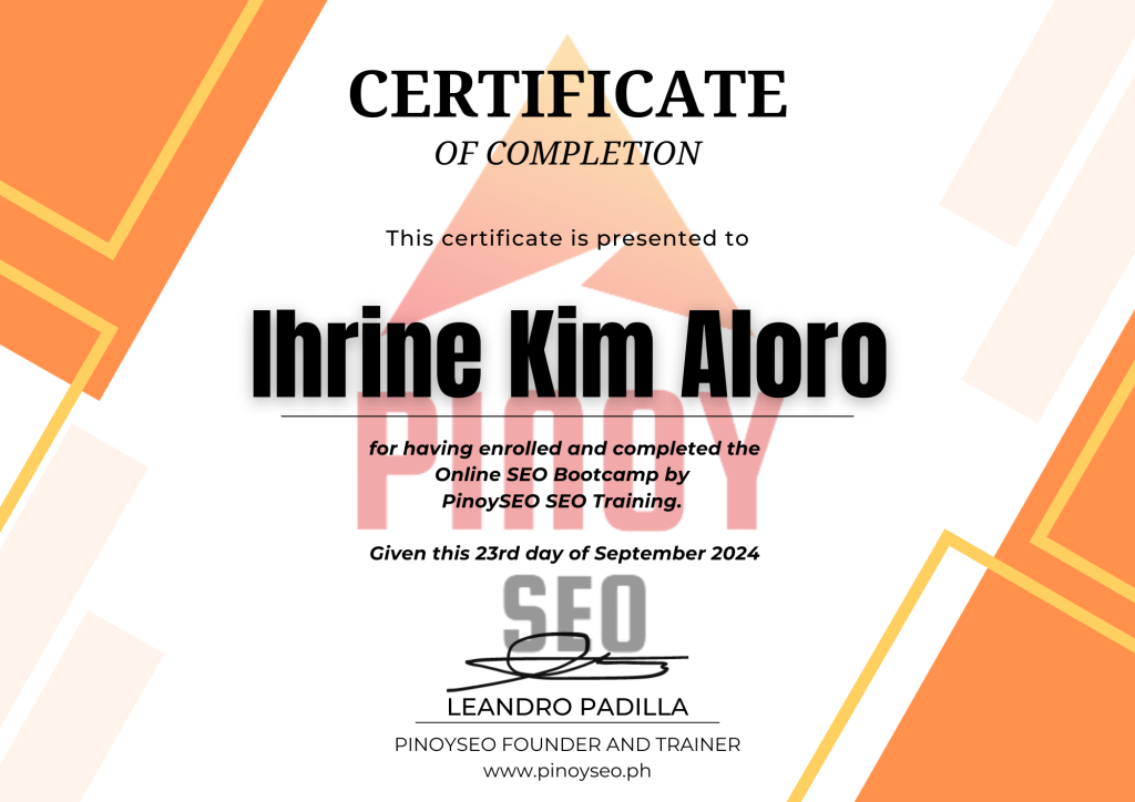 pinoyseo certificate